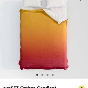 King size Society6 custom dyed cotton ombre sunset comforter and pillow shams.